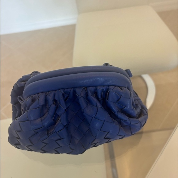 Cobalt Blue Woven Vegan Clutch Removable Strap - Picture 3 of 15